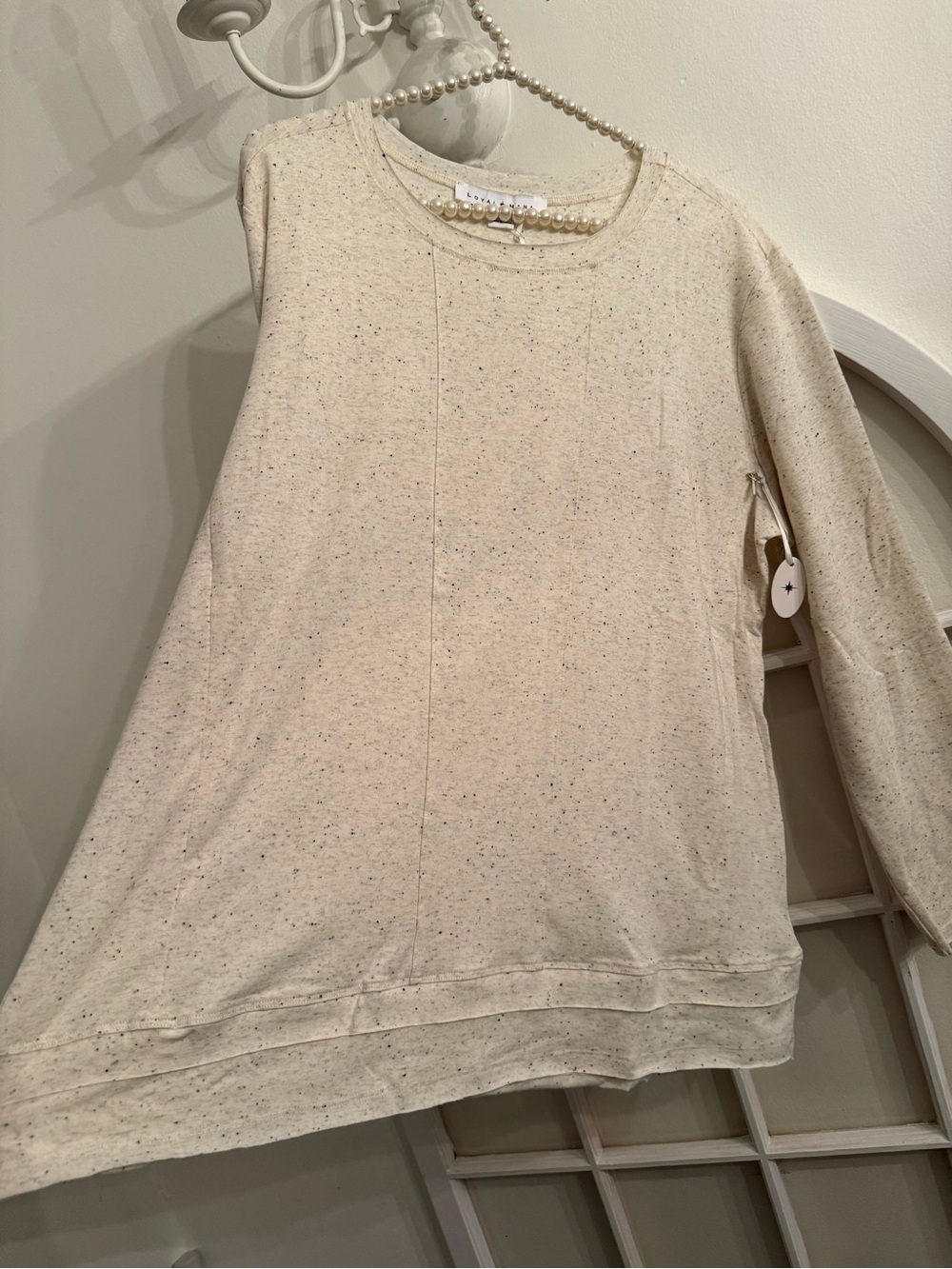 NWT Loyal Hana "Christy Top" Flecked Cream Nursing Pullover Maternity Nursing